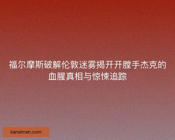 福尔摩斯破解伦敦迷雾揭开开膛手杰克的血腥真相与惊悚追踪