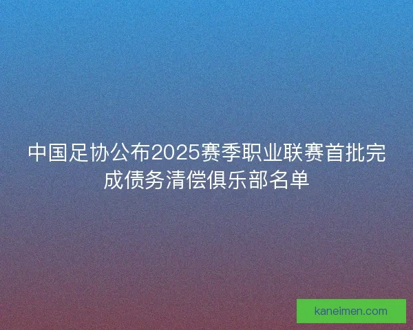 中国足协公布2025赛季职业联赛首批完成债务清偿俱乐部名单